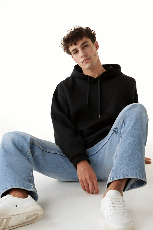 Premium Black Plain Oversized 440gsm Hoodie